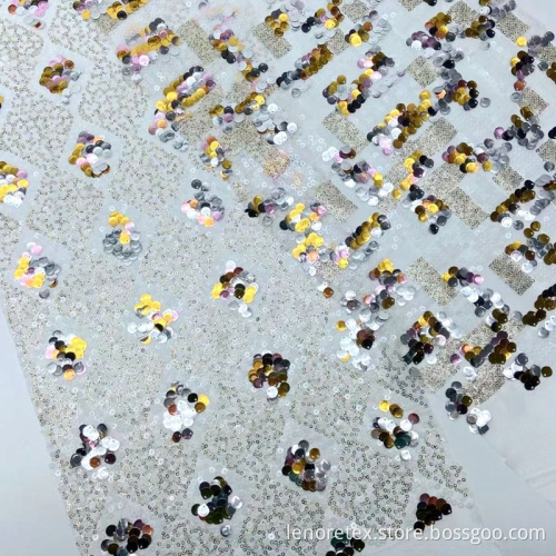 Poly Paillettes stickat mesh broderi sequin mesh tyg